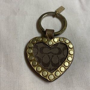 Authentic Coach Gold Leather Heart Key Ring